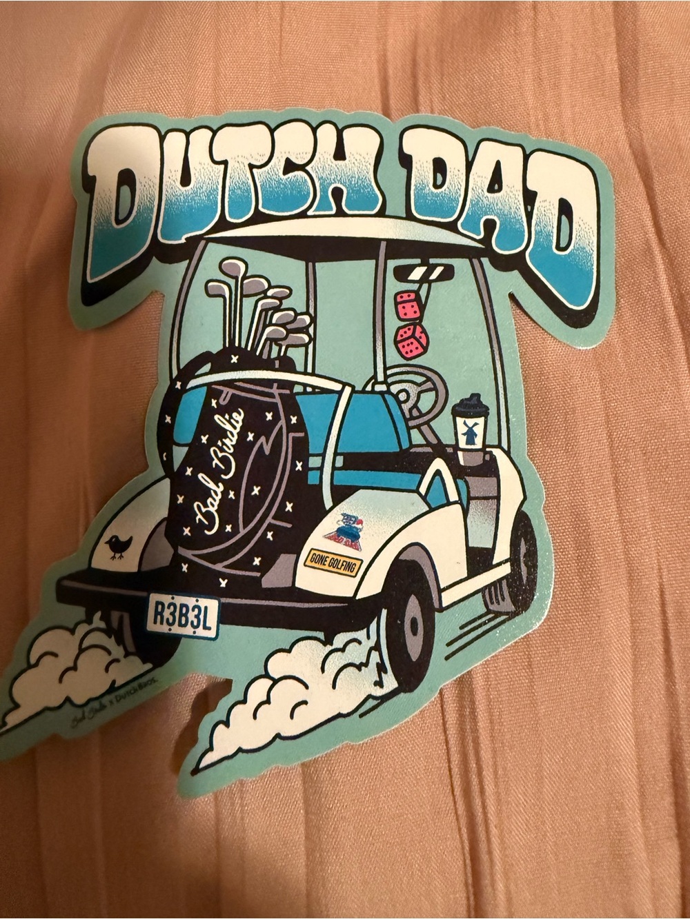 Bad Birdie Teal, White and Blue Golf Cart Sticker